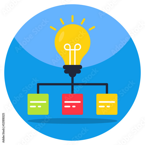 A colored design icon of idea network 