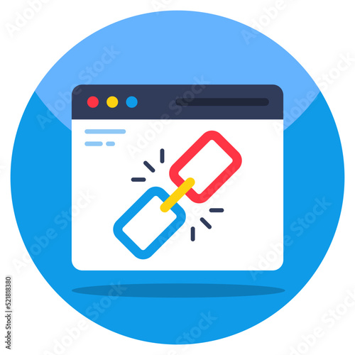 Web linkage icon in flat design 