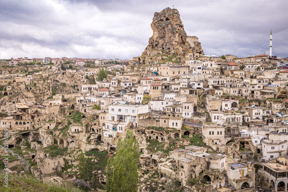 Ortahisar Castle and village, Nevşehir, Cappadocia, Turkey