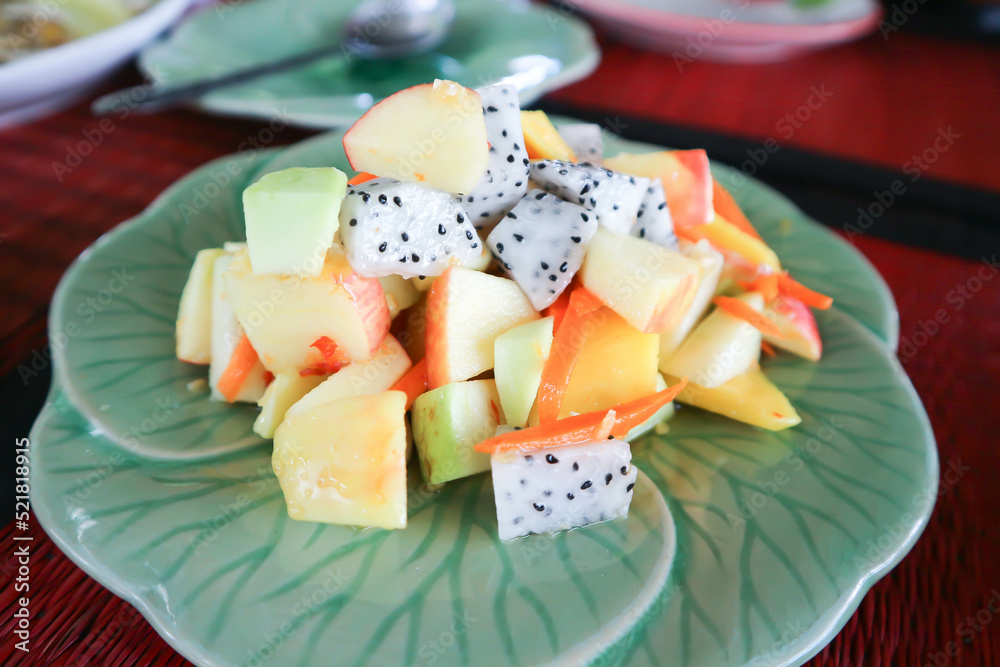 fruit salad, apple and dragon fruit salad or fruit and vegetable salad fruit salad, apple and dragon fruit salad or fruit and vegetable salad