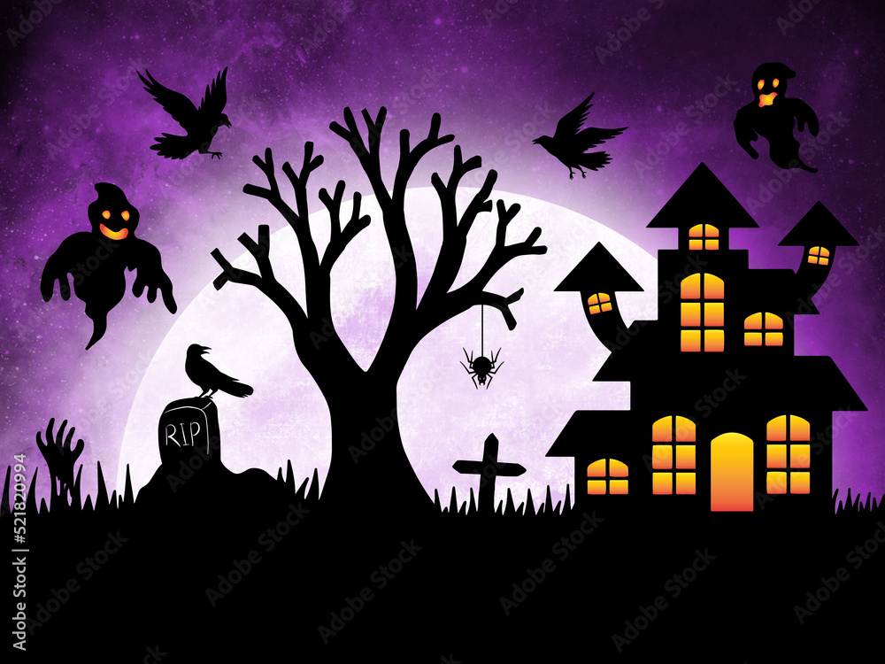 Halloween Moonlight Background Illustration
