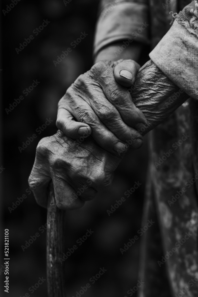 Close-up hands of an old woman. Close-up hands of an old woman.
