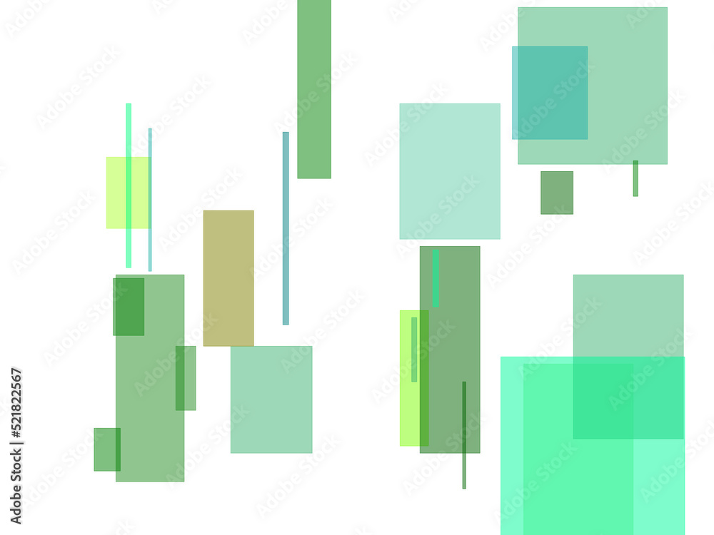 Abstract green rectangles overlay with transparent PNG backgroun
