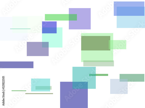 Abstract blue green rectangles overlay with transparent PNG back