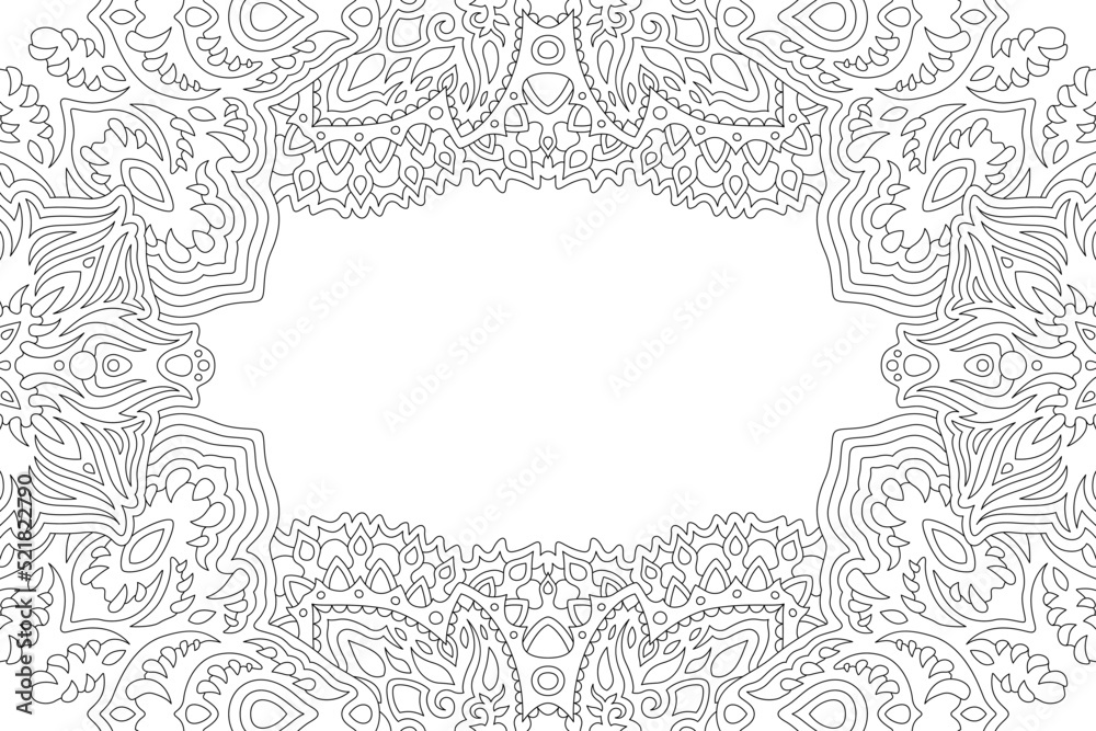 Obraz premium Line art for coloring book with fantasy border