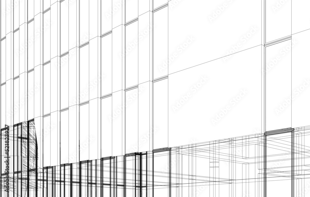 Architecture building 3d drawing vector illustration Architecture building 3d drawing vector illustration