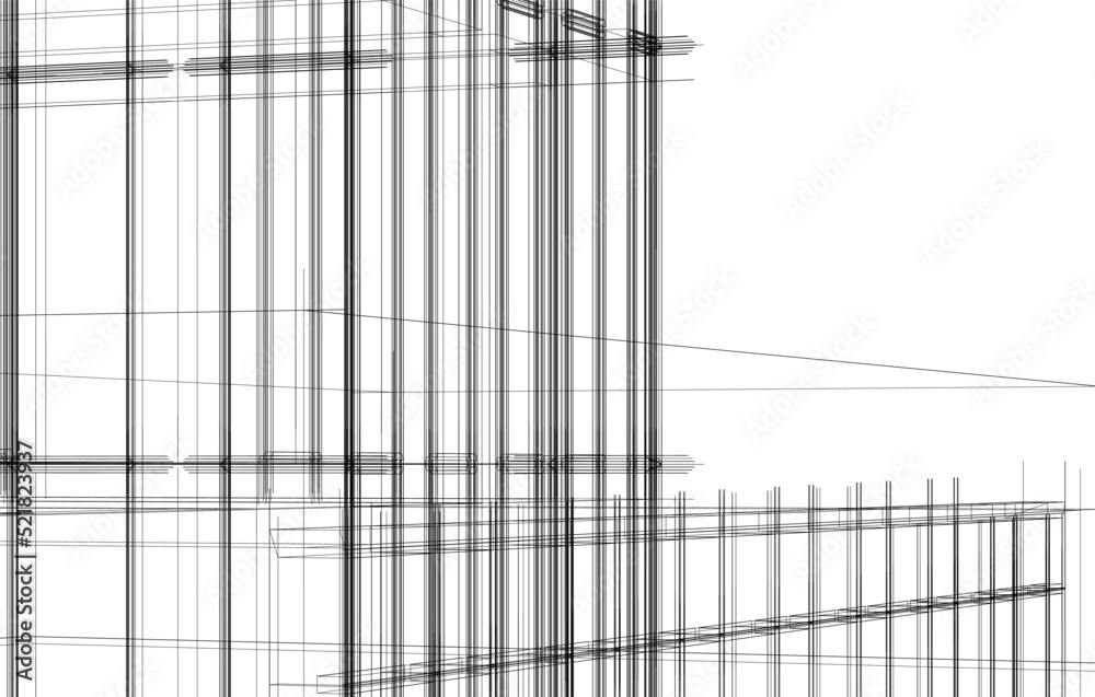 Architecture building 3d drawing vector illustration Architecture building 3d drawing vector illustration