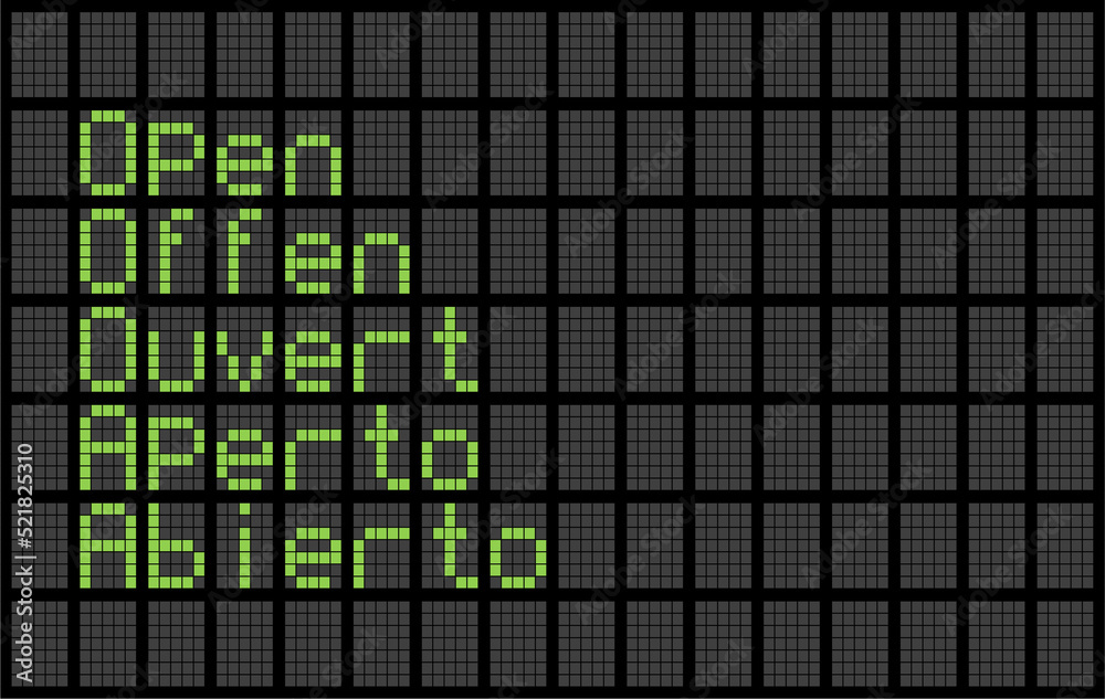 Fototapeta premium multilingual open sign