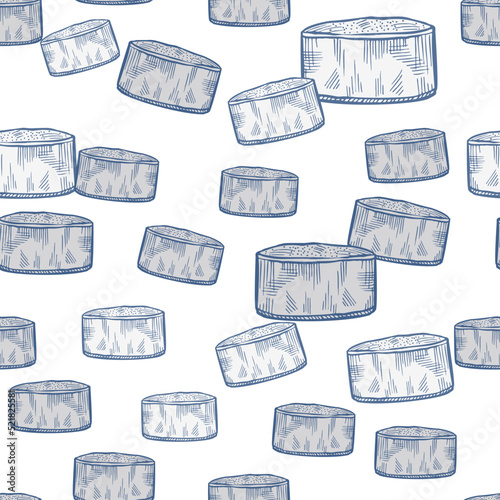 Chef hat engraved seamless pattern. Kitchen small element in hand drawn style.