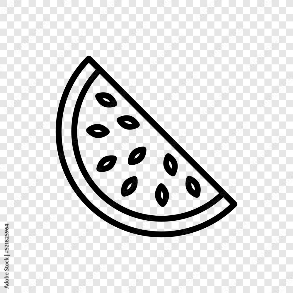 Watermelon half slice simple icon vector. Flat design. Transparent grid.ai Watermelon half slice simple icon vector. Flat design. Transparent grid.ai