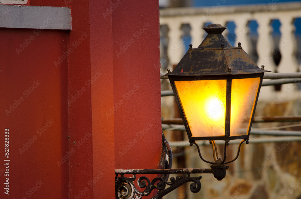 Street light in the town of San Mateo. Gran Canaria. Canary Islands. Spain.
