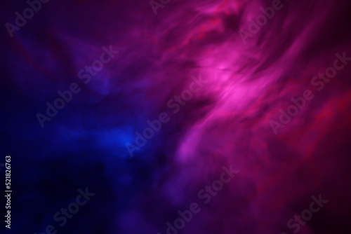 Abstract 3d blue with pink colors fog or swirling smoke on dark background. Magic light effect with vapor and gas. 3d rendering illustration.