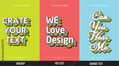Modern poster design template 3D Text Effect Mockup /full editable text	
