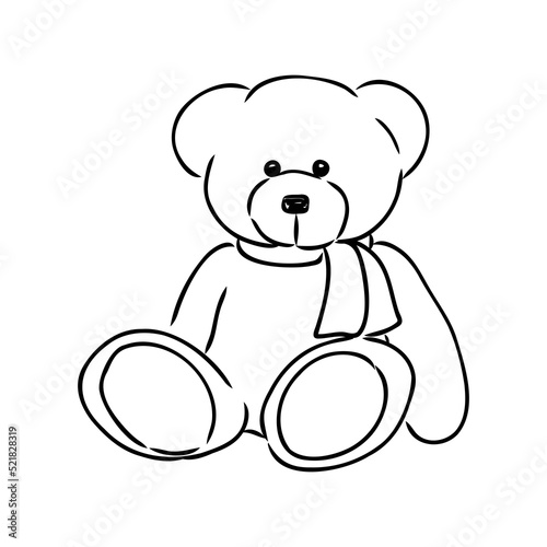 Hand drawn isolated Teddy bear. Doodle vector illustration