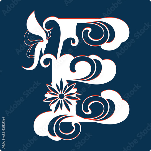 Beautiful butterfly floral alphabet capital letters.