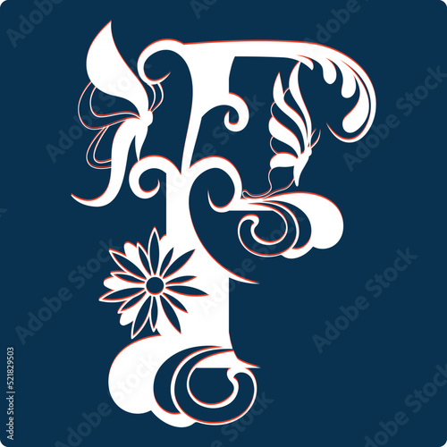 Beautiful butterfly floral alphabet capital letters.