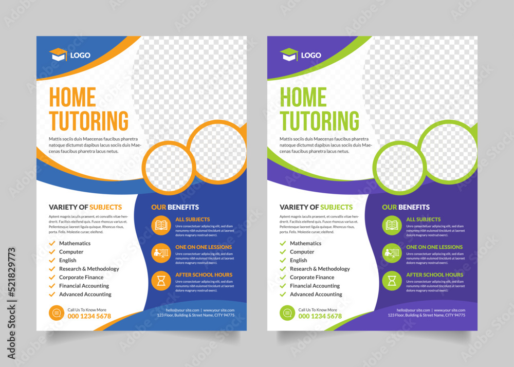 Home Tutoring or Online Education Flyer Poster Banner Template Design