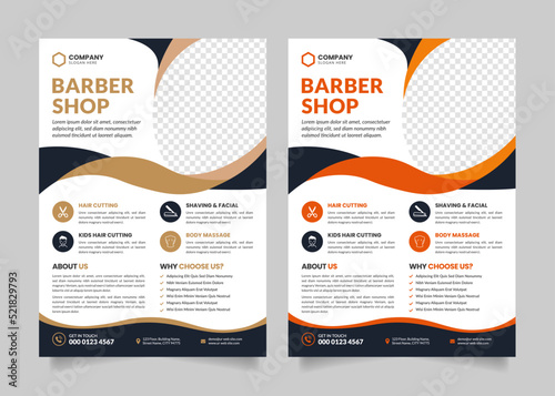 Barber Shop Flyer or Hair Salon Flyer Poster Template Design