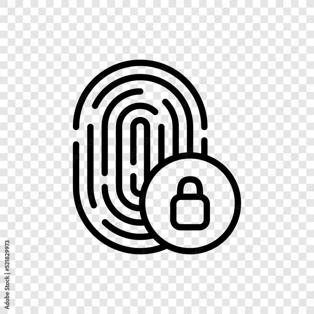 Fingerprint with lock simple icon vector. Flat design. Transparent grid.ai Fingerprint with lock simple icon vector. Flat design. Transparent grid.ai