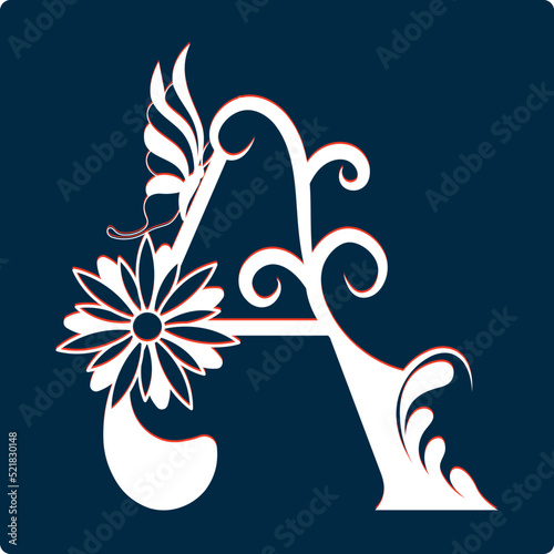 Beautiful butterfly floral alphabet capital letters.