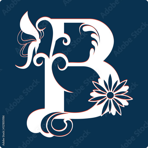 Beautiful butterfly floral alphabet capital letters.
