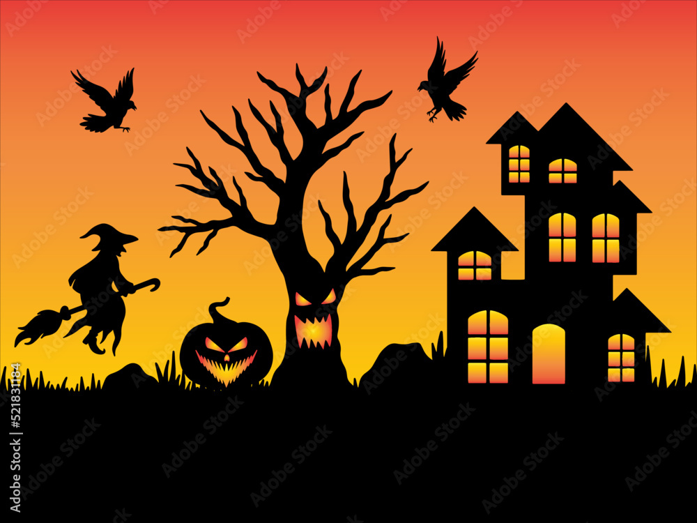 Halloween Silhouette Background Illustration

