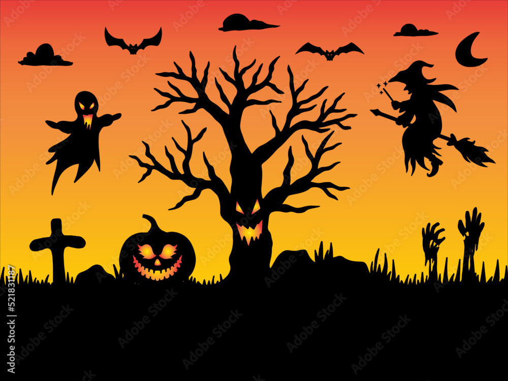 Halloween Silhouette Background Illustration
