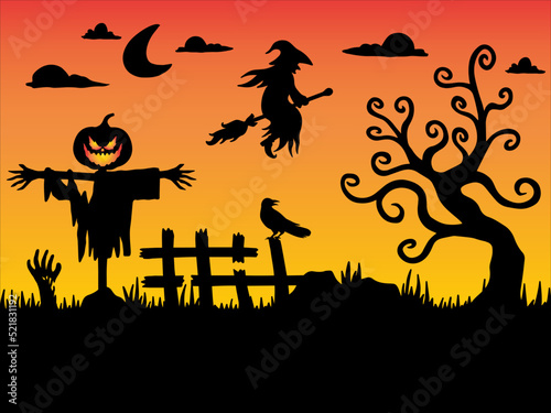 Halloween Silhouette Background Illustration 