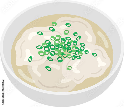 皿に盛られた、水餃子のイラスト