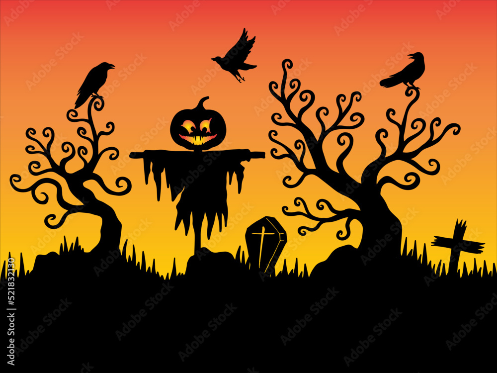 Halloween Silhouette Background Illustration
