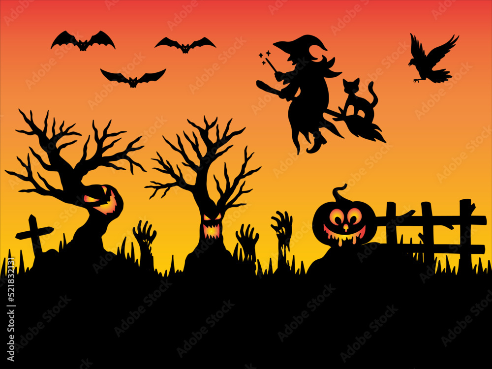 Halloween Silhouette Background Illustration
