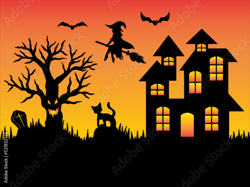 Halloween Silhouette Background Illustration 