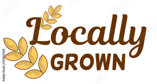 Locally grown. Natural products stickers, label, badge and logo. Ecology icon. Logo template 