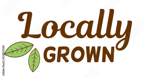 Locally grown. Natural products stickers, label, badge and logo. Ecology icon. Logo template with green leaves