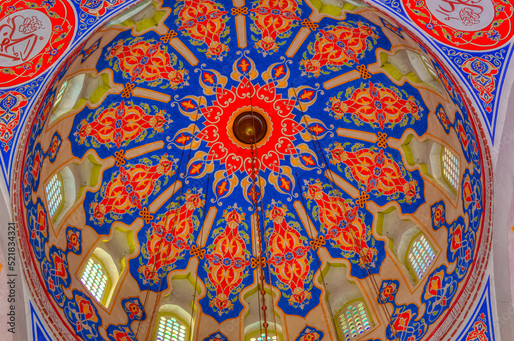 Banja Luka, Bosnia and Herzegovina, May 21: Interior decorations inside Ferhat pasha mosque in downtown Banja Luka, Bosnia and Herzegovina.