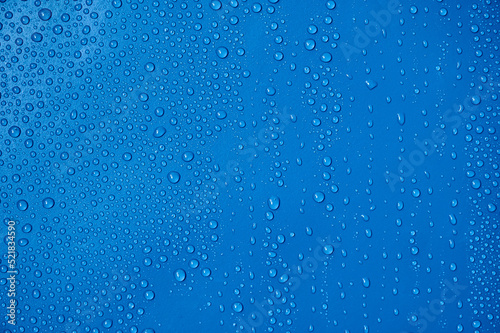 Water drops on blue background.