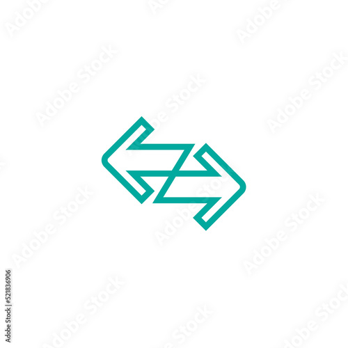 Vector transfer, on the way icon. Two opposite horizontal arrows isolated on white. Flat stretch or distance icon. Exchange button. Flip flop pictogram. photo