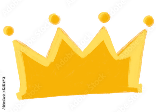 Golden shiny crown with jewel cartoon illustration hand drawing king queen royal symbol