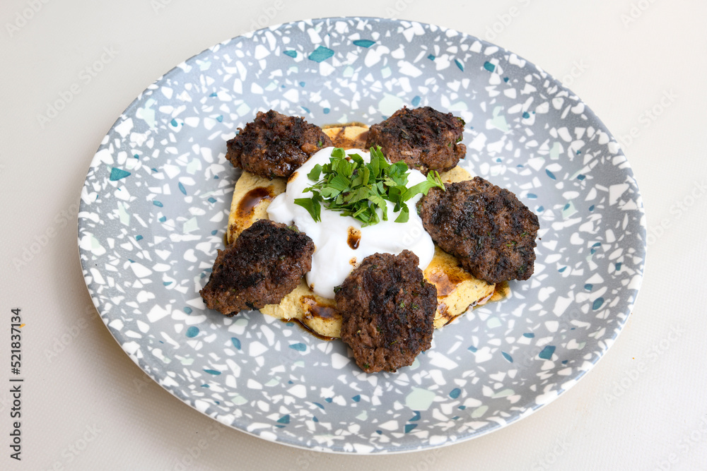 Meatball between bread (Turkish name : ekmek arasi kofte ) Izgara kofte. Manisa, Akcaabat, Akhisar kofte Meatball between bread (Turkish name : ekmek arasi kofte ) Izgara kofte. Manisa, Akcaabat, Akhisar kofte