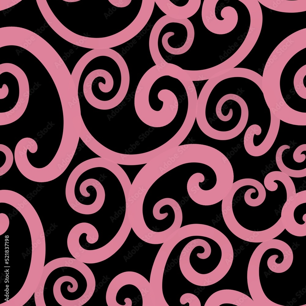 Obraz premium pink and black seamless abstract pattern background fabric design print wrapping paper digital illustration texture wallpaper