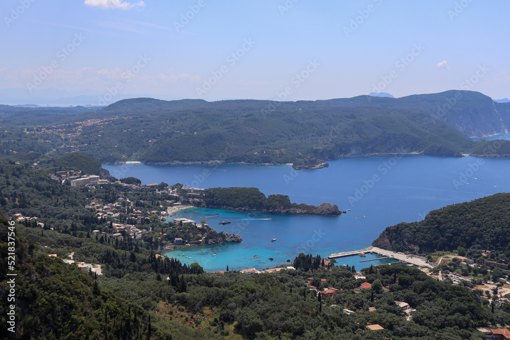 The Landscape and the crystal clear Sea of Corfu in Greece