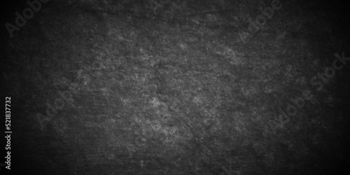 Dark black stone grunge cracked textured concrete background. Panorama dark grey black slate background or texture. Vector black concrete texture. Stone wall background.	