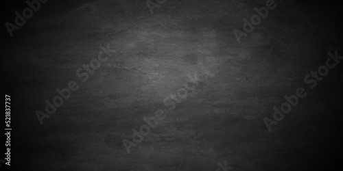 Dark black stone grunge cracked textured concrete background. Panorama dark grey black slate background or texture. Vector black concrete texture. Stone wall background. 