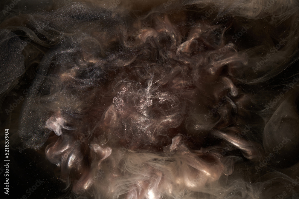 Obraz premium Liquid fluid art abstract background. Dark multicolored smoke dancing acrylic paints underwater, space ocean, universe explosion