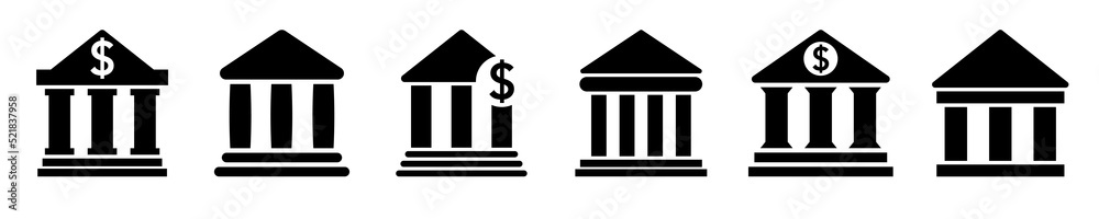 Set of Bank building vector icons. Money, finance, investment symbol. Vector 10 EPS. Set of Bank building vector icons. Money, finance, investment symbol. Vector 10 EPS.