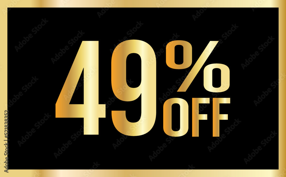 49% discount. Golden numbers with black background. Banner for shopping, print, web, sale illustration 49% discount. Golden numbers with black background. Banner for shopping, print, web, sale illustration