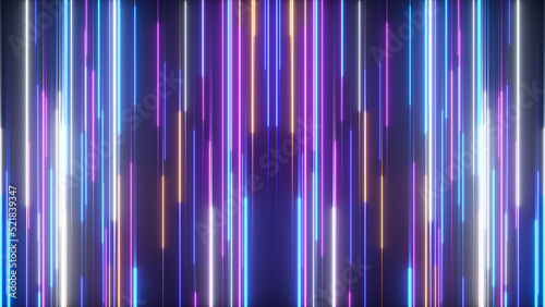 Neon abstract background with carved glowing lines - 3d rendering