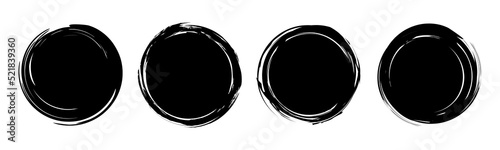 Set of grunge round frames Enso zen vector Paint Brush Stroke Circle Isolated