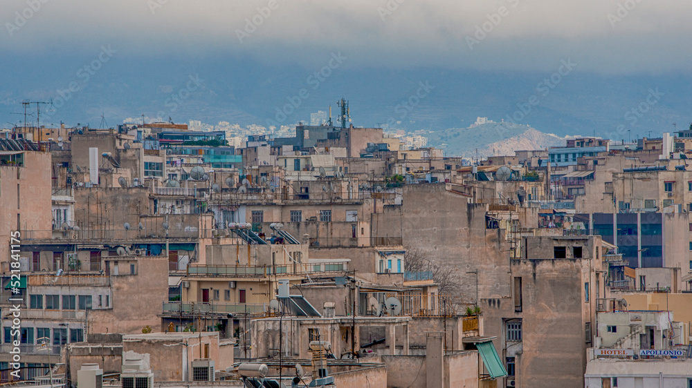 Panoramic view of Athens city in Greece 