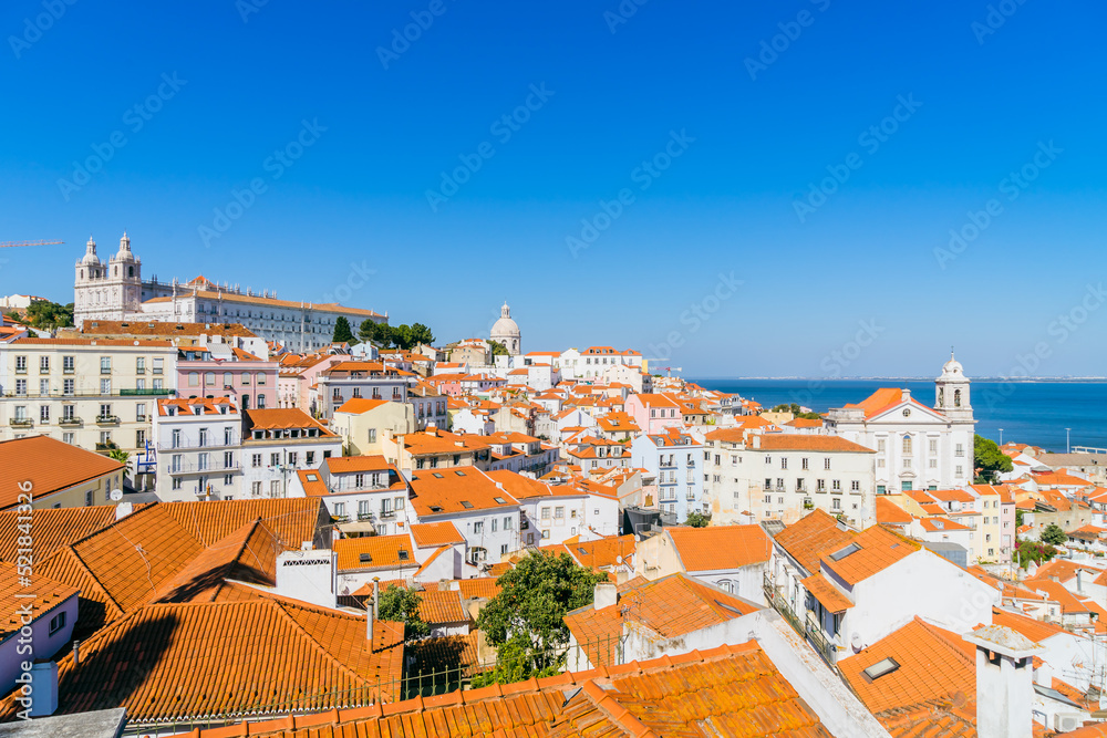 view of the town Lisbon Portugal
